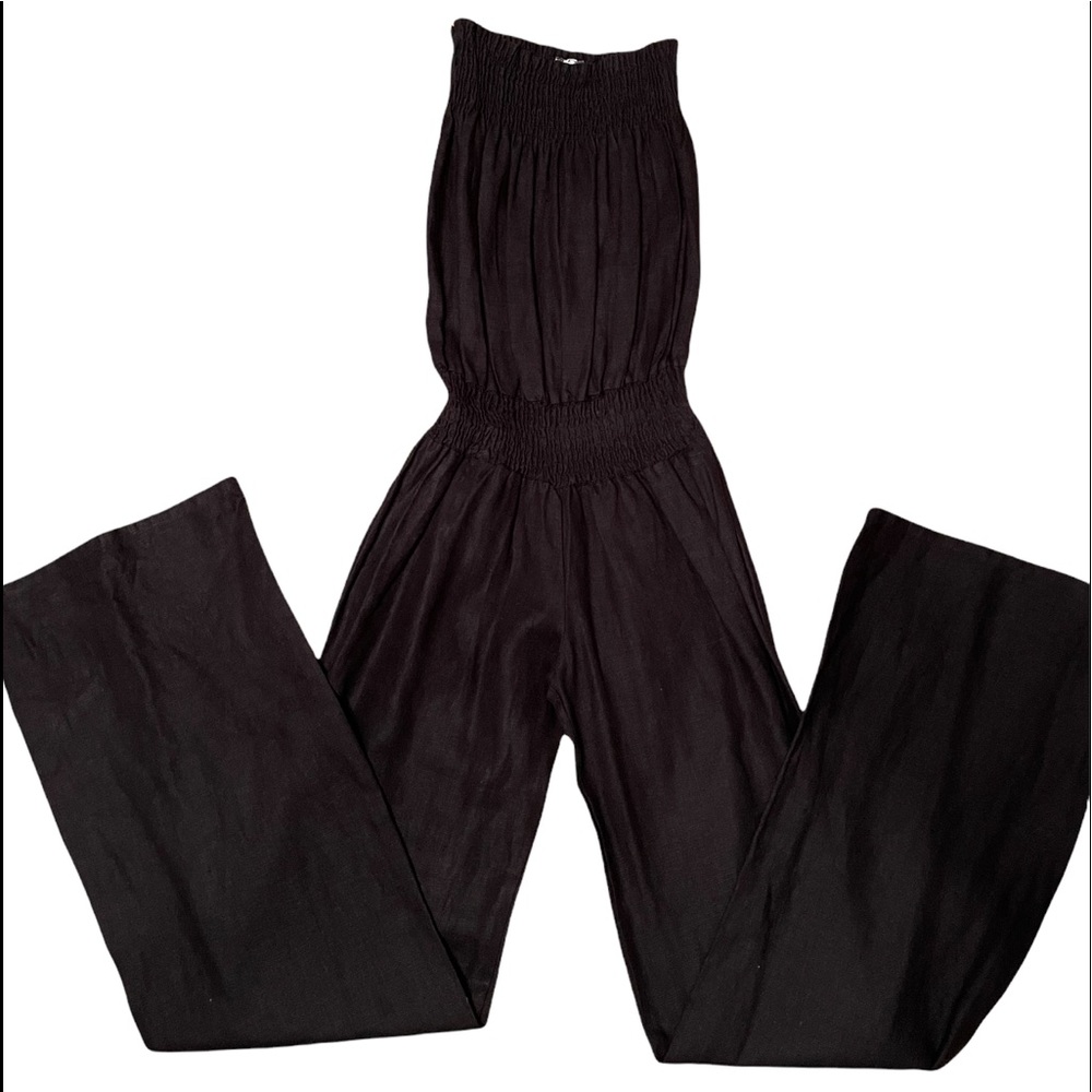 Young Fabulous & Broke Wide Leg linen Strapless Jumpsuit